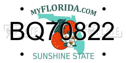 BQ70822 Florida License Plate