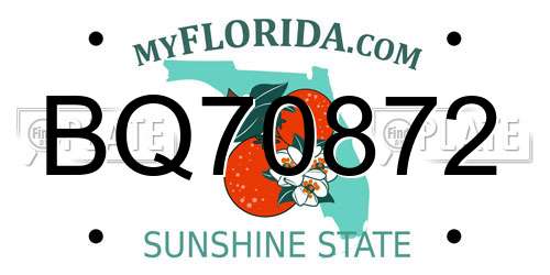 BQ70872 Florida License Plate
