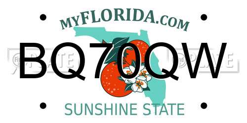 BQ70QW Florida License Plate