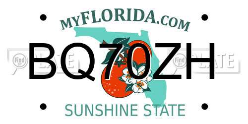 BQ70ZH Florida License Plate