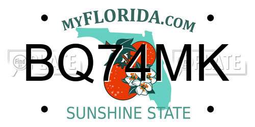 BQ74MK Florida License Plate