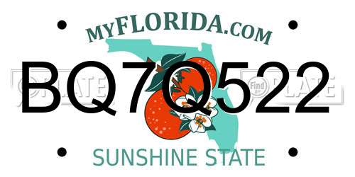 BQ7Q522 Florida License Plate