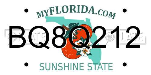 BQ8Q212 Florida License Plate