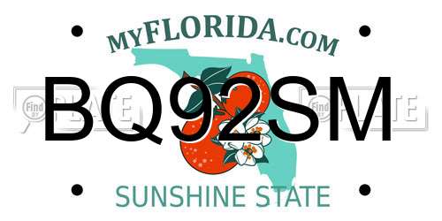 BQ92SM Florida License Plate
