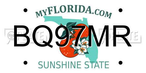 BQ97MR Florida License Plate