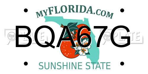 BQA67G Florida License Plate