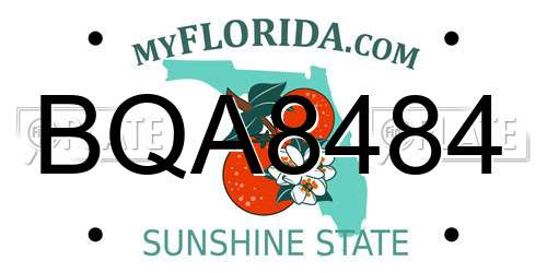 BQA8484 Florida License Plate