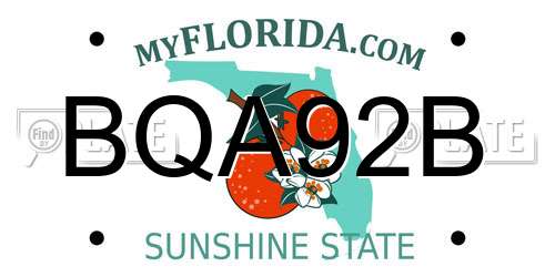 BQA92B Florida License Plate