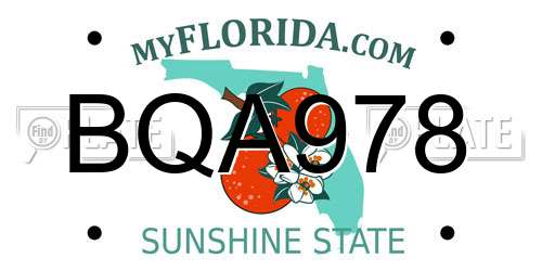 BQA978 Florida License Plate