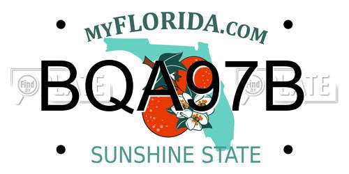 BQA97B Florida License Plate