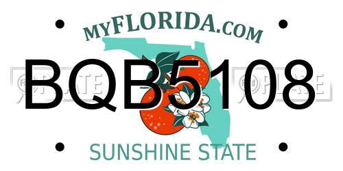 BQB5108 Florida License Plate
