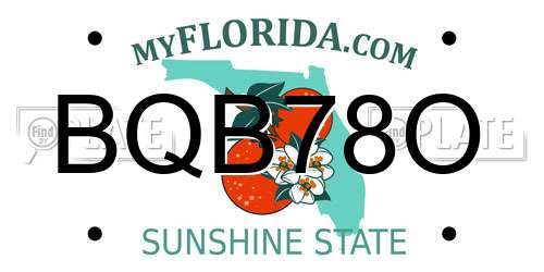 BQB78O Florida License Plate