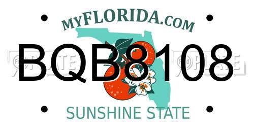BQB8108 Florida License Plate