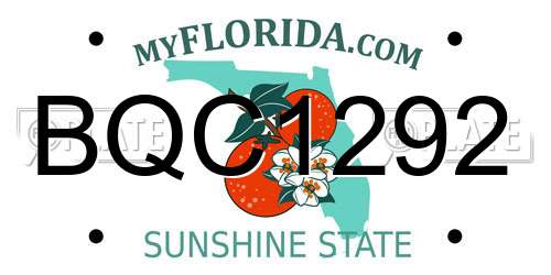 BQC1292 Florida License Plate