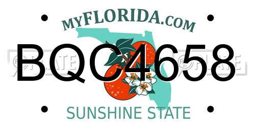 BQC4658 Florida License Plate