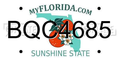 BQC4685 Florida License Plate