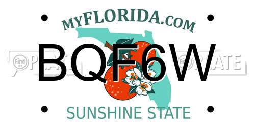 BQF6W Florida License Plate