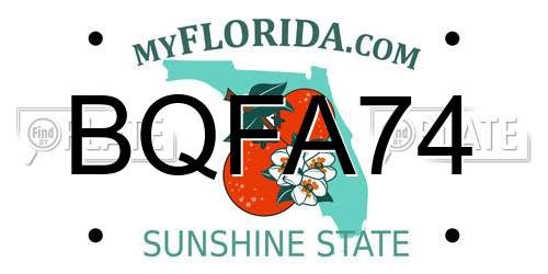BQFA74 Florida License Plate