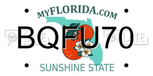 BQFU70 Florida License Plate