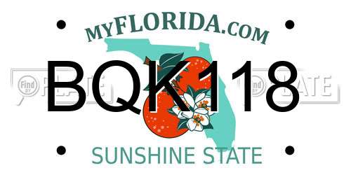 BQK118 Florida License Plate