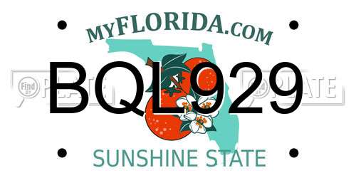 BQL929 Florida License Plate