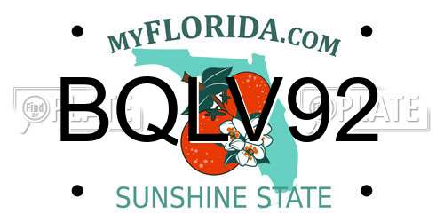 BQLV92 Florida License Plate