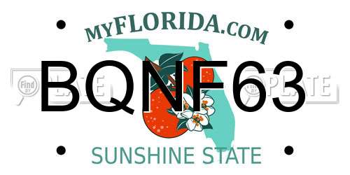 BQNF63 Florida License Plate