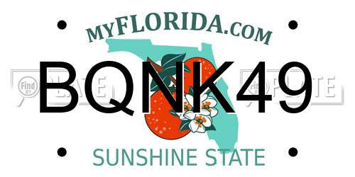 BQNK49 Florida License Plate