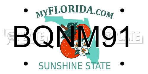BQNM91 Florida License Plate