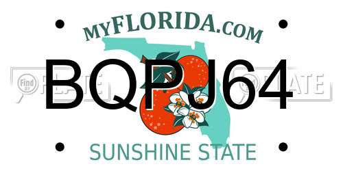 BQPJ64 Florida License Plate