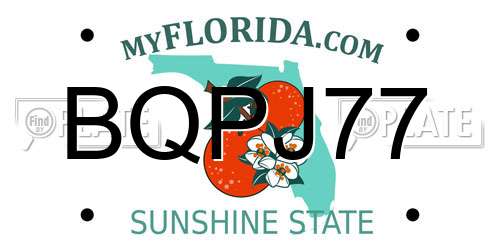 BQPJ77 Florida License Plate