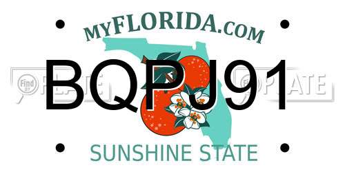 BQPJ91 Florida License Plate
