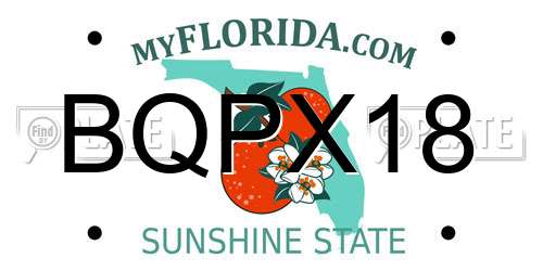 BQPX18 Florida License Plate
