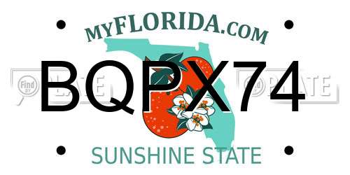 BQPX74 Florida License Plate