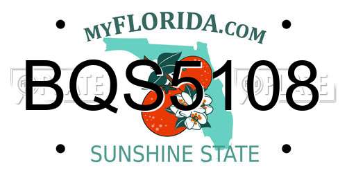 BQS5108 Florida License Plate