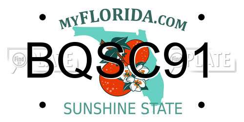 BQSC91 Florida License Plate