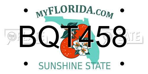 BQT458 Florida License Plate