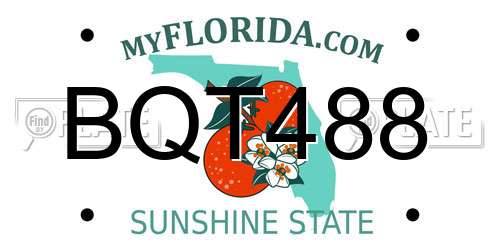 BQT488 Florida License Plate