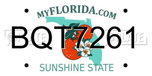 BQT7261 Florida License Plate