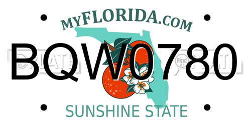 BQW0780 Florida License Plate