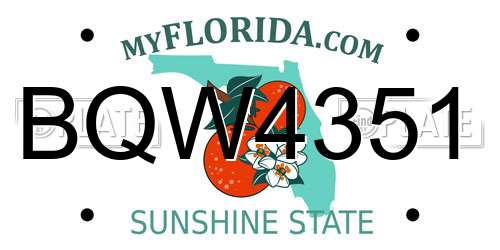 BQW4351 Florida License Plate
