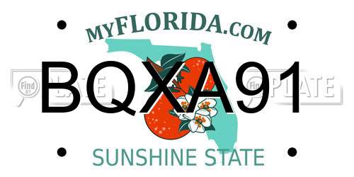 BQXA91 Florida License Plate