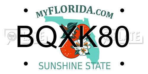 BQXK80 Florida License Plate