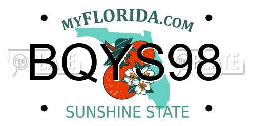 BQYS98 Florida License Plate