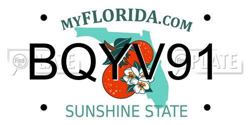 BQYV91 Florida License Plate