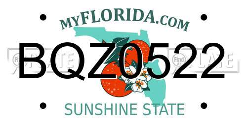 BQZ0522 Florida License Plate
