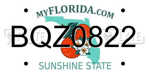 BQZ0822 Florida License Plate
