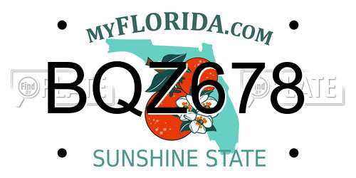 BQZ678 Florida License Plate