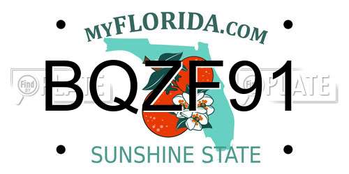 BQZF91 Florida License Plate
