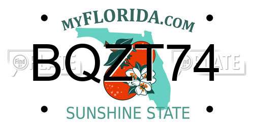 BQZT74 Florida License Plate